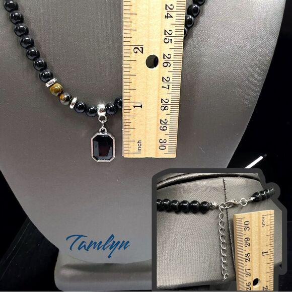 Men’s Charm Necklace l Stainless Steel l Beaded l 15” + extension l New - Picture 5 of 10